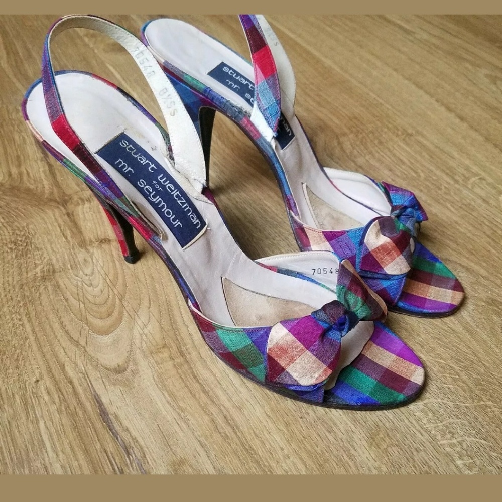 Stuart Weitzman checkered skingback heel, 8.5 SS